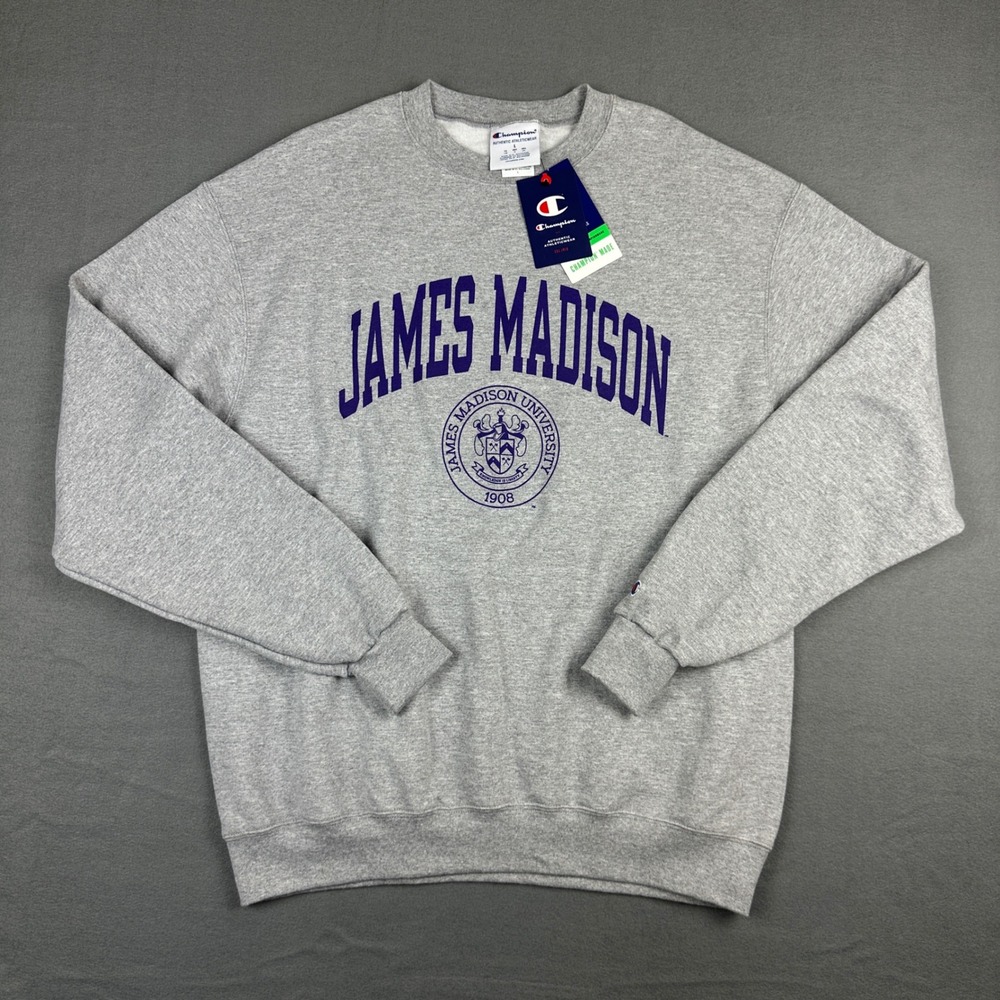 Champion James Madison University JMU Dukes Sweatshirt Heather Gray Large NWT